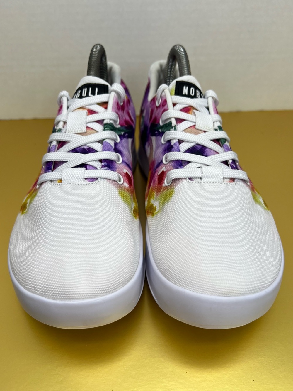 NOBULL White Floral Athletic Shoes with Purple, Pink, Yellow, Green Accents - Picture 4 of 15